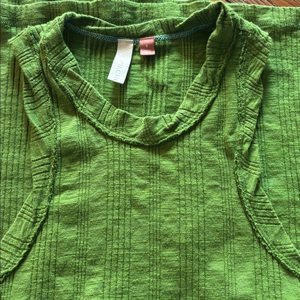 Pilcro Bright Green Textured Ribbed Tank Top
